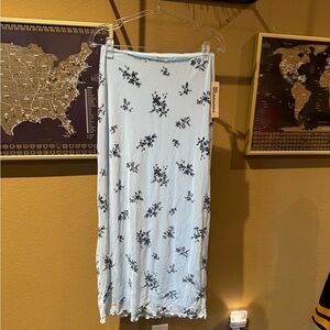 No Boundaries Light Blue Floral Pencil Slip Skirt